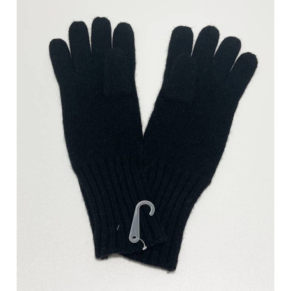 Frye Leather Patch Long Knit Wool Gloves Frye Stamped Black Large / Extra Large - Picture 3 of 6